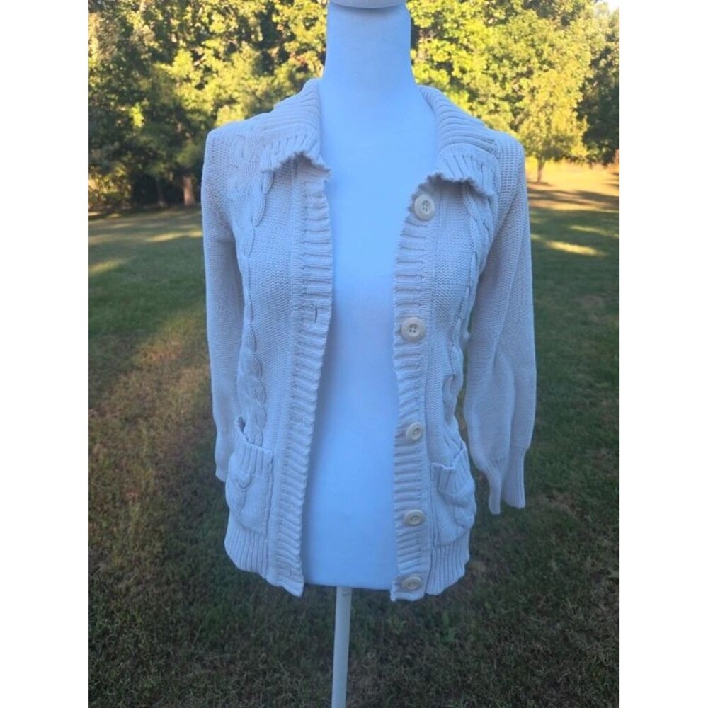 Y2K Mossimo Supply Co. Cream Cable Knit Button-Front Cardigan Medium